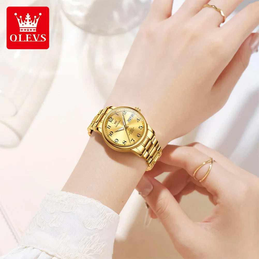 OLEVS 7072 Damenuhr Automatik Datum Einfache Mechanische Uhr für Frauen Ziffernskala Top-Marke Wasserdichte Automatische Handuhr
