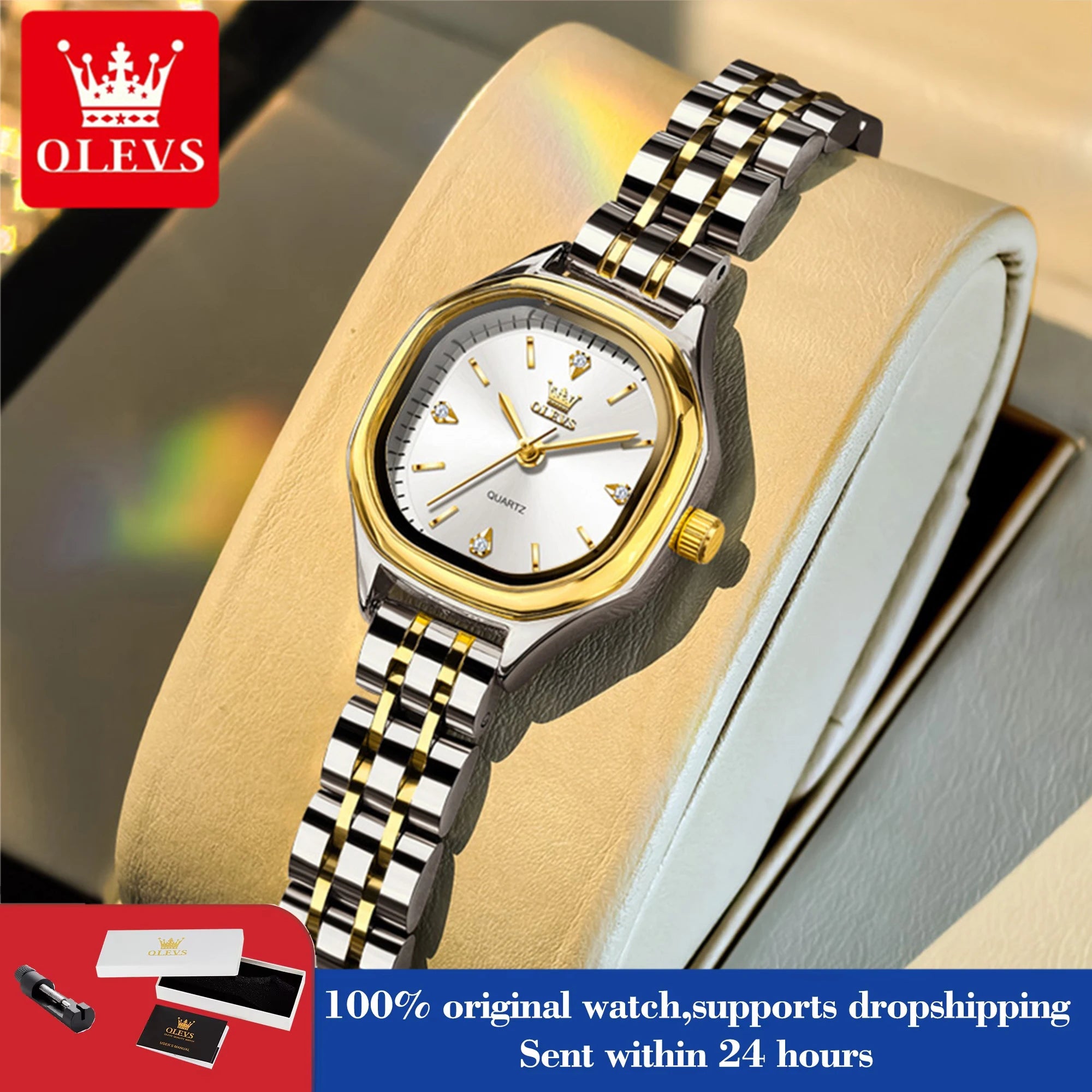 OLEVS 5888 Uhren für Damen, wunderschöne, elegante, modische quadratische Quarzuhr, wasserdicht, leuchtend, mit Datum, Damenuhren, Geschenke, Reloj