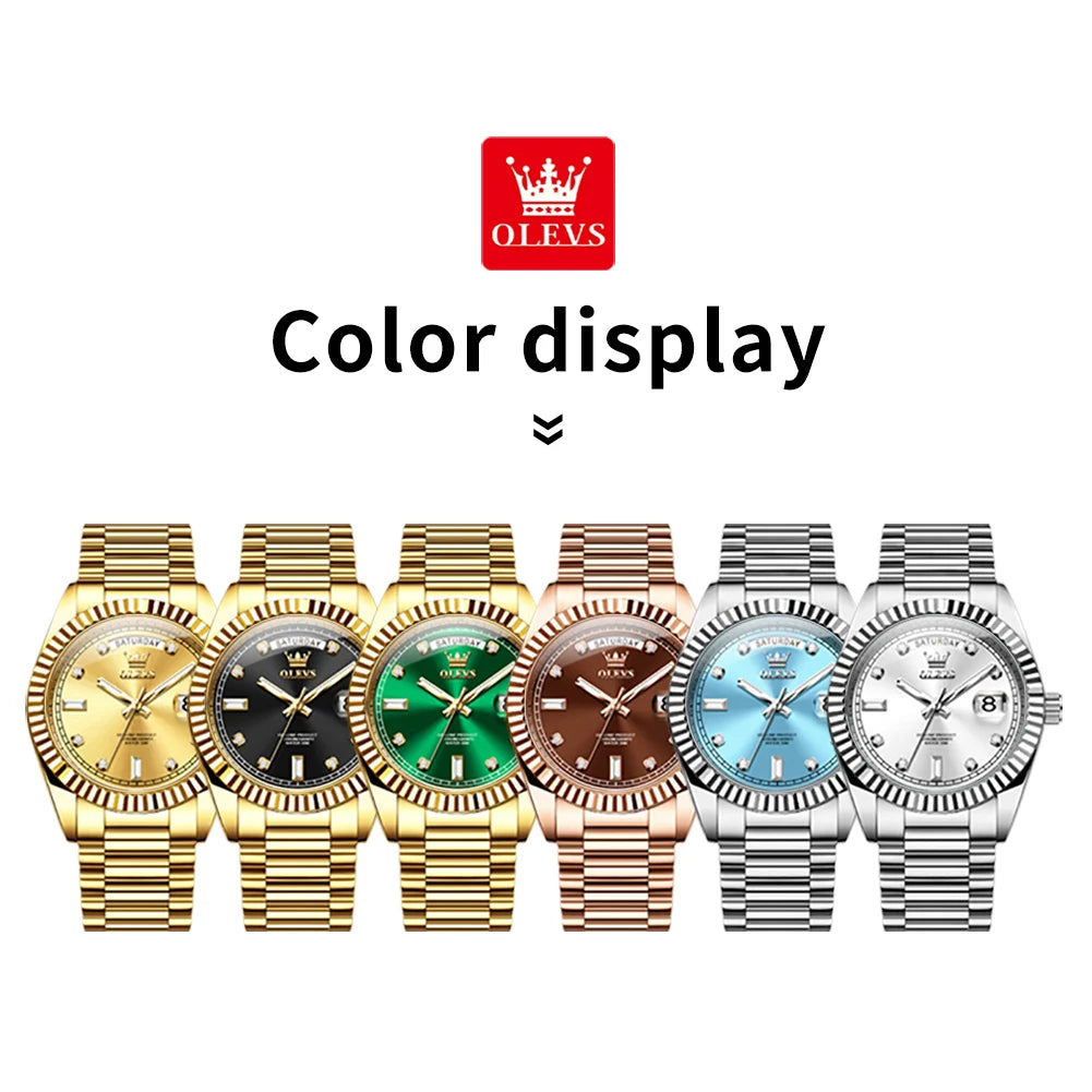 OLEVS 6736 Neue Original Herrenuhr Automatische Mechanische Uhr Luxusuhren für Herren 30M Wasserdicht Kalender Woche Zeigeruhr