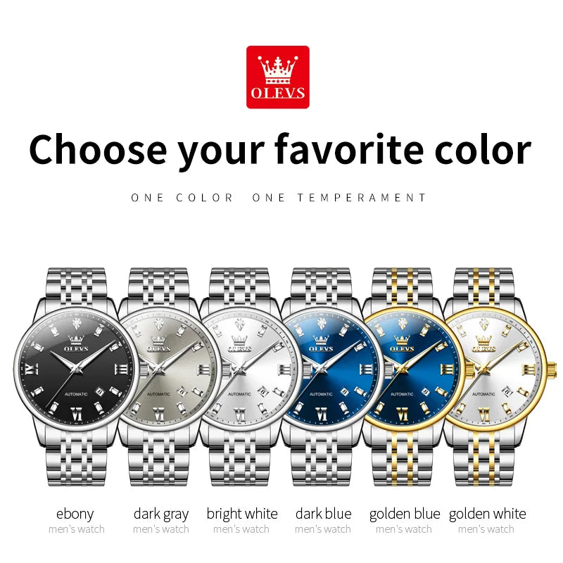 OLEVS 6723 Herrenuhr Automatik mechanische Uhren Business Datumsanzeige Uhren für Herren Luxus Mode wasserdicht leuchtend Original