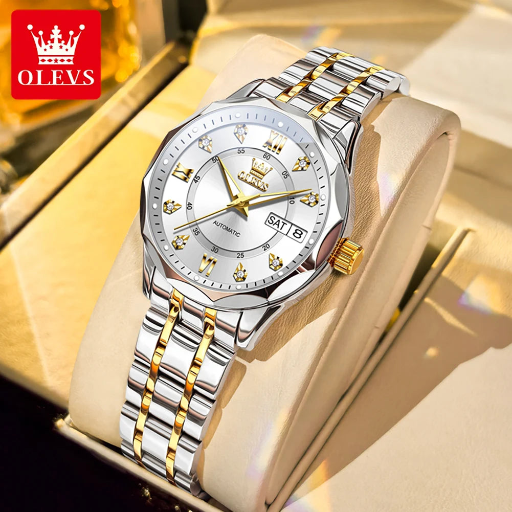 OLEVS 6727 Automatikuhr Damen Top Marke Luxus Wasserdichte Mechanische Uhr Für Frauen Doppelkalender Damen Kleideruhr