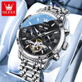OLEVS Original Mondphasen-Uhren für Herren Schwungrad Automatische Mechanische Armbanduhr Wasserdicht Leuchtende Herrenuhren Geschenke 6740