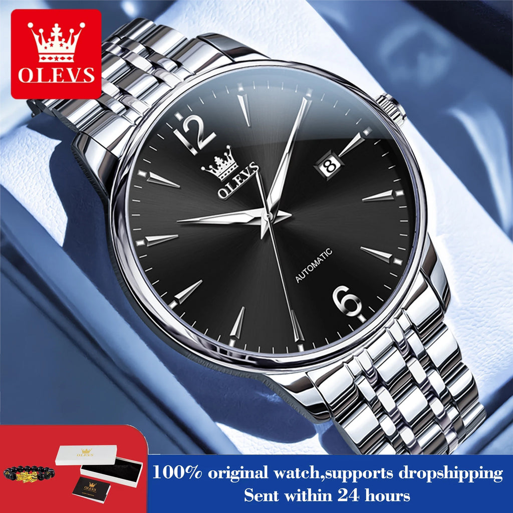 OLEVS 6741 Uhren für Herren, originelle Modemarke, automatische mechanische Uhren, Datumsanzeige, Herrenuhren, Geschenke, wasserdicht, leuchtend