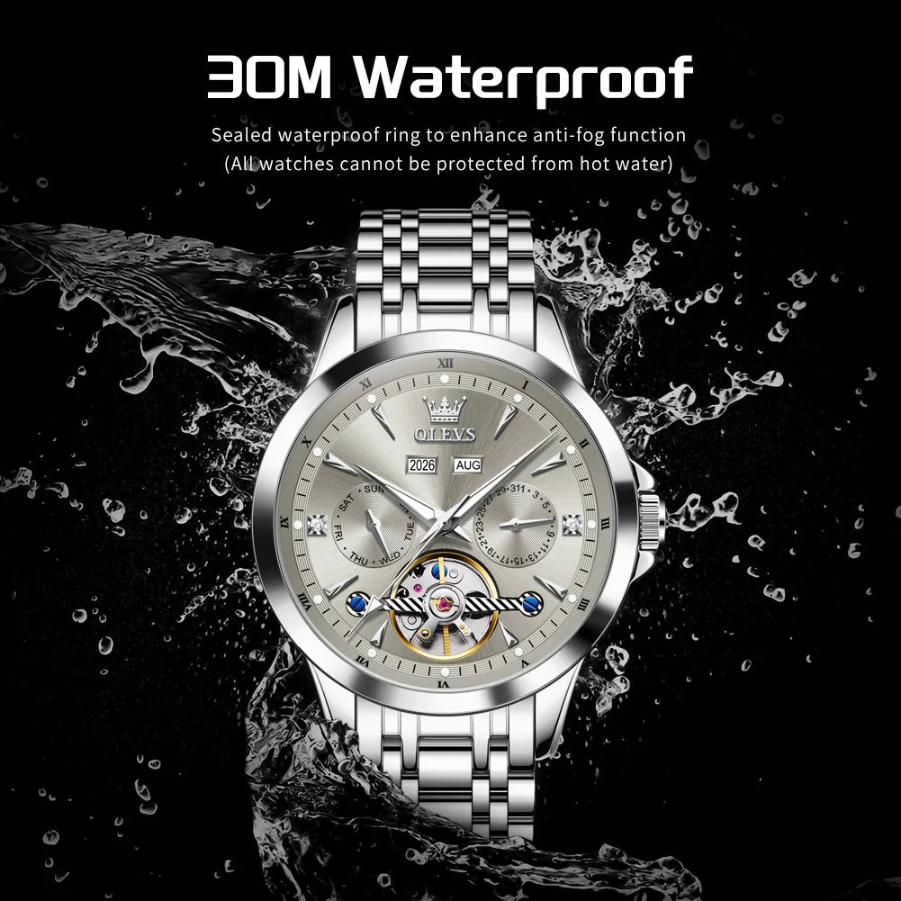 OLEVS 7091 Herrenuhr Mode Automatik Mechanische Uhren Für Männer Top Marke Original Wasserdicht Leuchtend Herren Handuhr Reloj