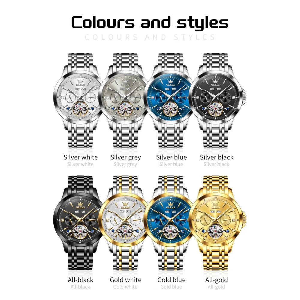OLEVS 7091 Herrenuhr Mode Automatik Mechanische Uhren Für Männer Top Marke Original Wasserdicht Leuchtend Herren Handuhr Reloj
