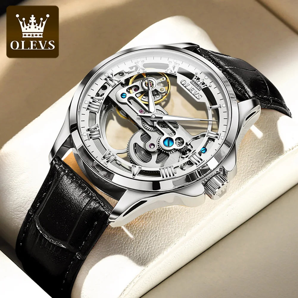 OLEVS 6661 Automatikuhr für Herren Skelett Original Mechanisches Uhrwerk Herrenarmbanduhr Wasserdicht Leuchtende Sport Herrenuhren