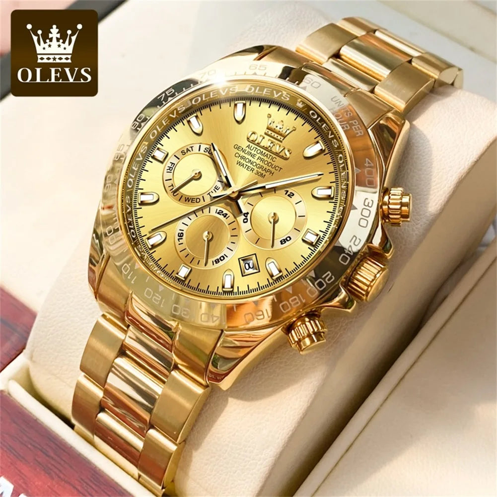 OLEVS Uhren Herren Original Luxus Multifunktions Automatische Mechanische Uhren Für Herren Wochenkalender Herren Dress Armbanduhr 6638