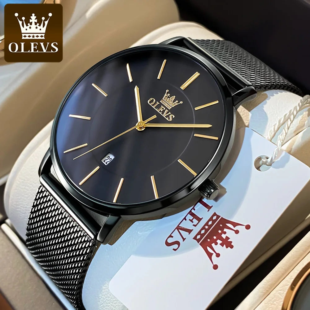 OLEVS 5869 Uhr für Herren Mode Einfach Japanisches Quarzwerk Herrenuhren Gehäusedicke 6,5 mm Top-Markenkalender Zeigeruhr