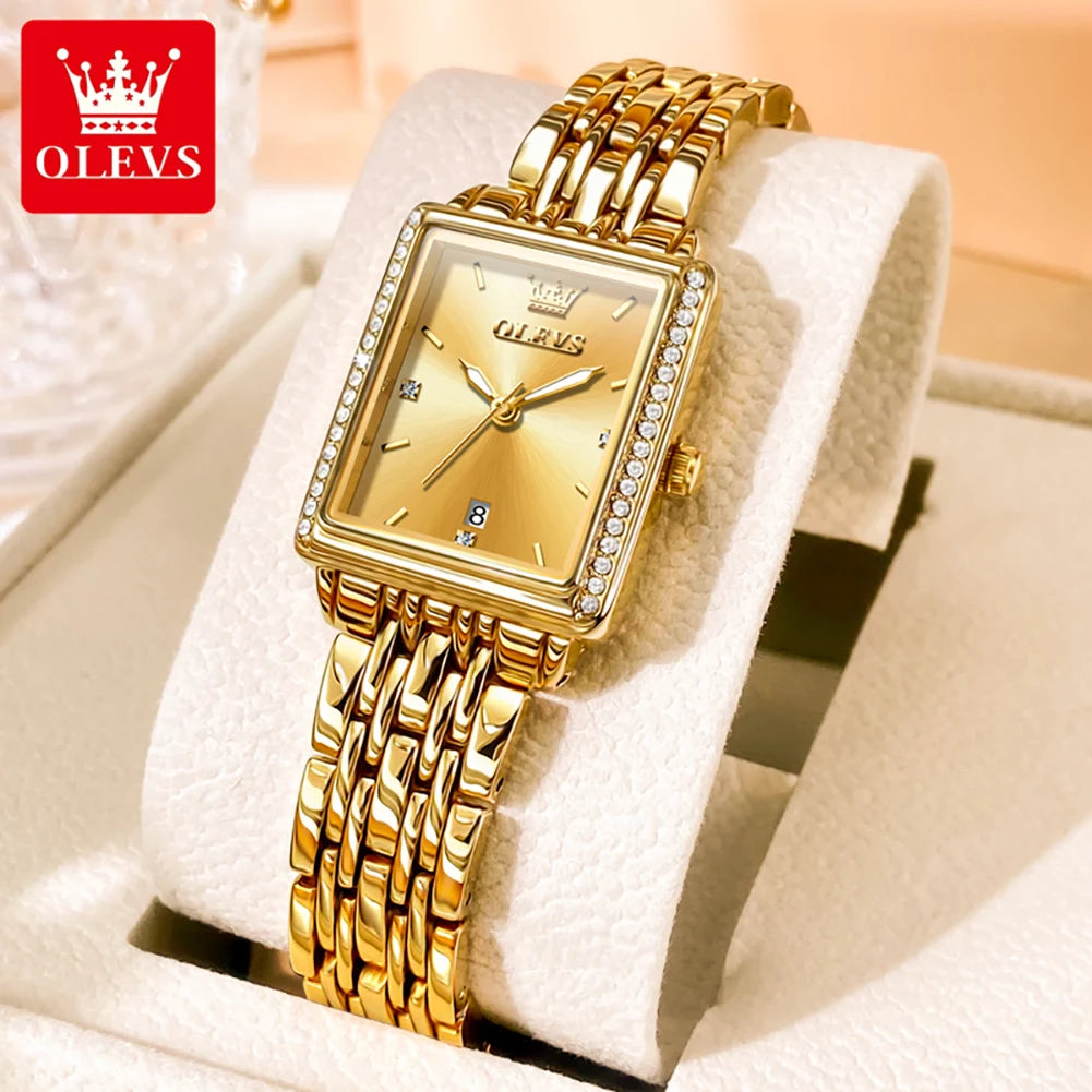 OLEVS 9995 Damenuhr Klassische Quarzuhr für Damen Luxuriöse Original Edelstahl Wasserdichte Kalender Damenuhr