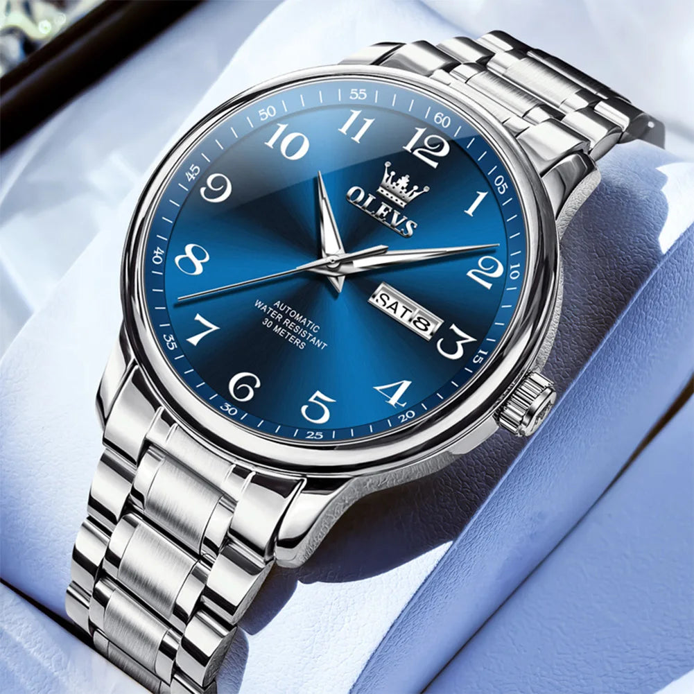 OLEVS 7072 Herrenuhr Mode Original Mechanische Uhren Für Herren Dual Kalender Wasserdicht Business Automatische Handuhr