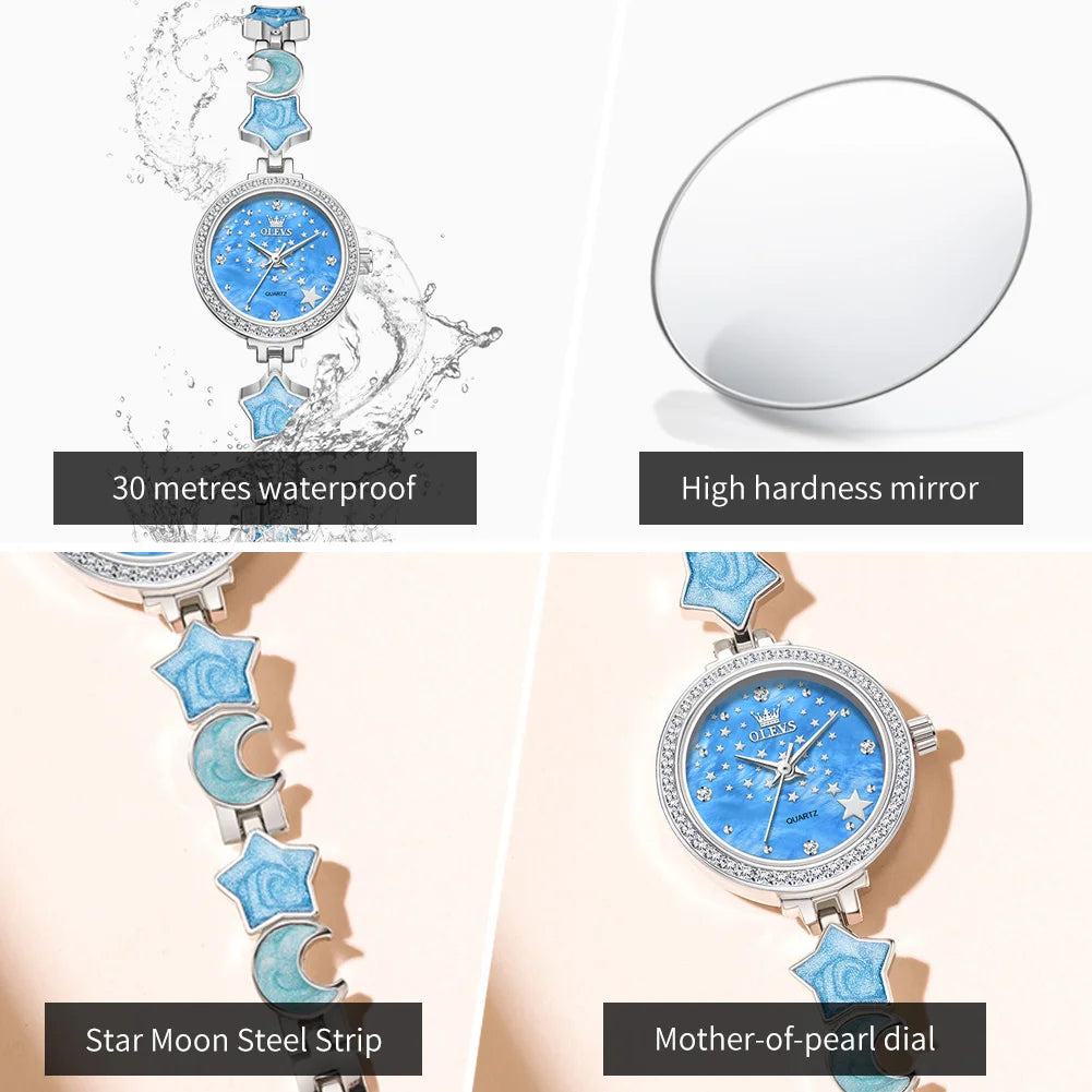 OLEVS 5665 Uhren für Damen, 30M Wasserdichte Quarzuhr, Edelstahlarmband, Luxus Damenuhr, Neu Reloj Mujer