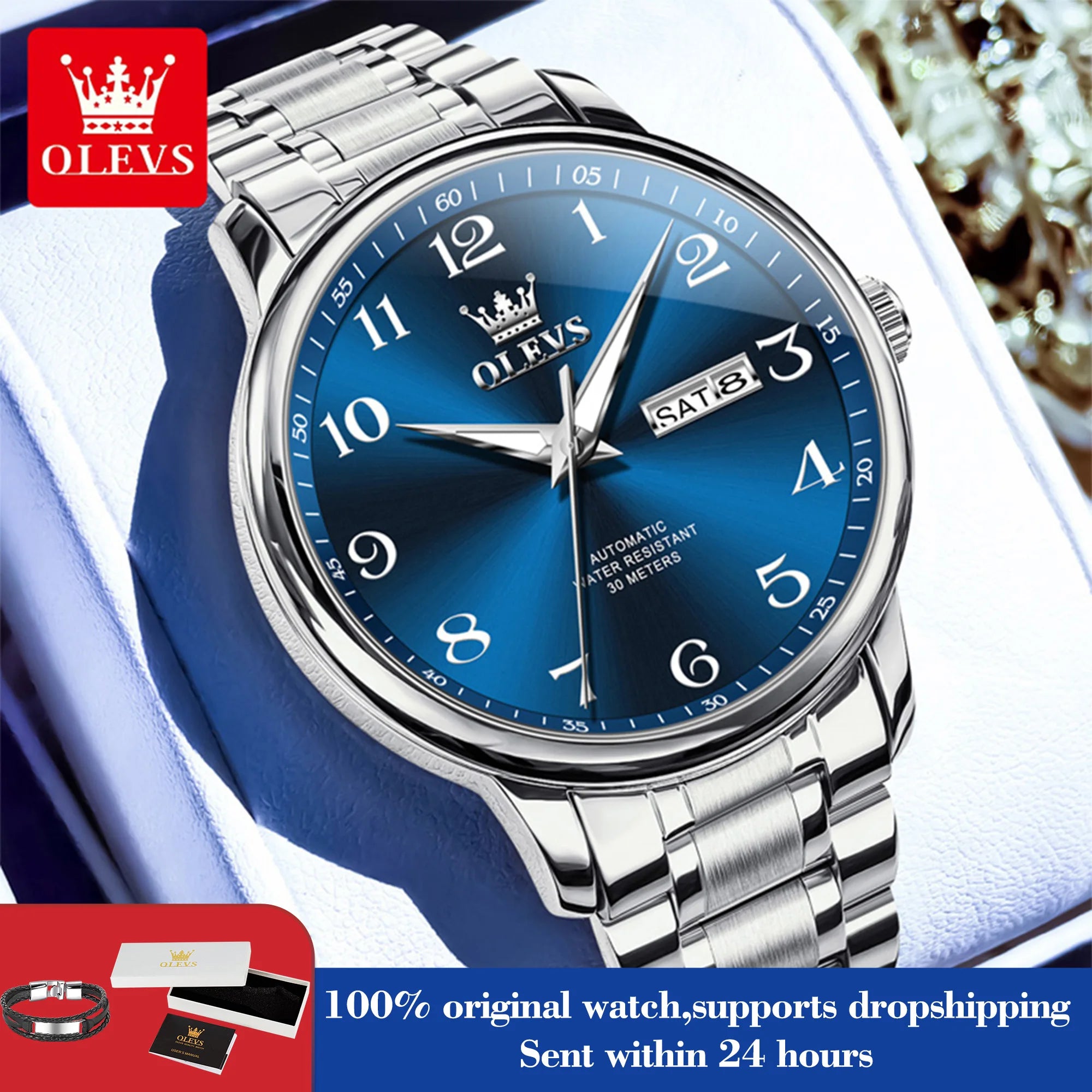 OLEVS 7072 Herrenuhr Mode Original Mechanische Uhren Für Herren Dual Kalender Wasserdicht Business Automatische Handuhr