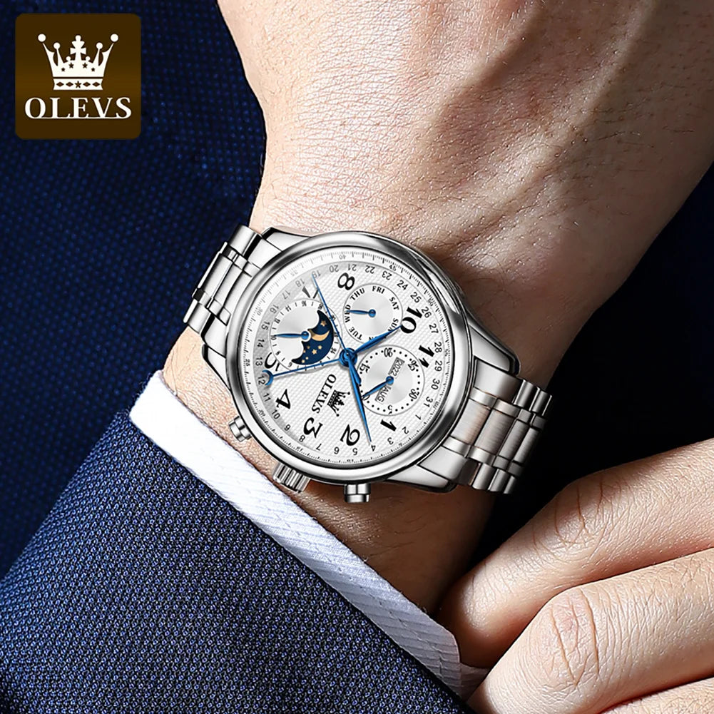 OLEVS 6667 Herrenuhr Mode Zifferblatt Mechanische Armbanduhr Für Herren Top Marke Original Moonswatch Wasserdicht Männer Handuhr