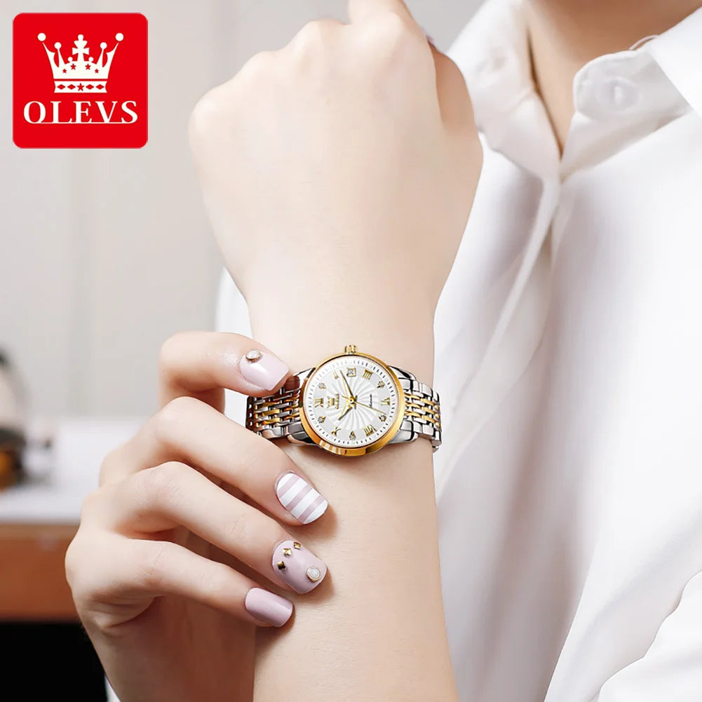 OLEVS 6630 Damenuhr Luxus Elegant Diamant Mechanische Damenuhren Wasserdicht Römische Skala Top-Marke Damen Handuhr