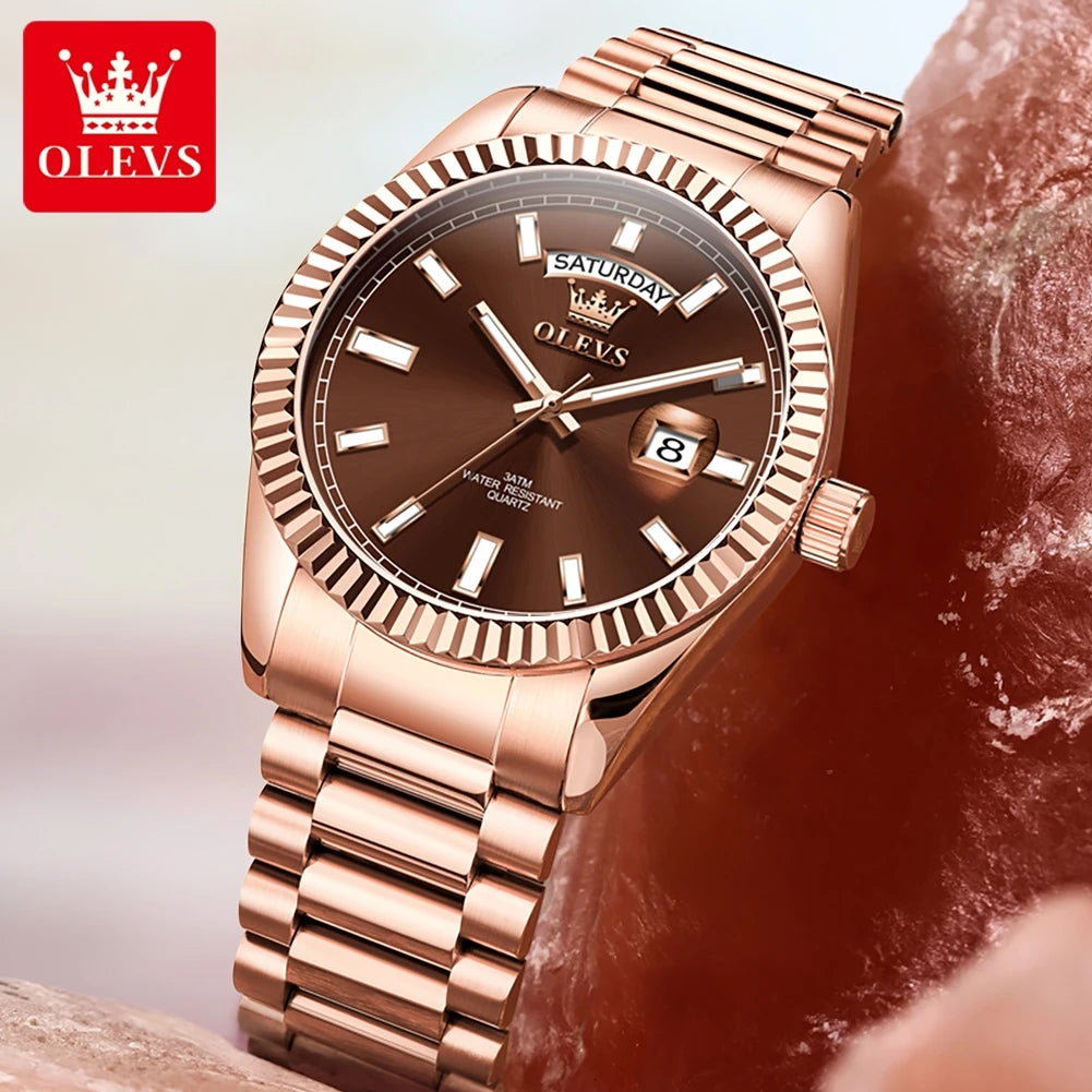 OLEVS 5650 Uhren für Herren, Original Chronograph, Datumsanzeige, Quarzuhr, Stahlarmband, wasserdicht, leuchtend, Top-Marke, Herrenuhr, Geschenke