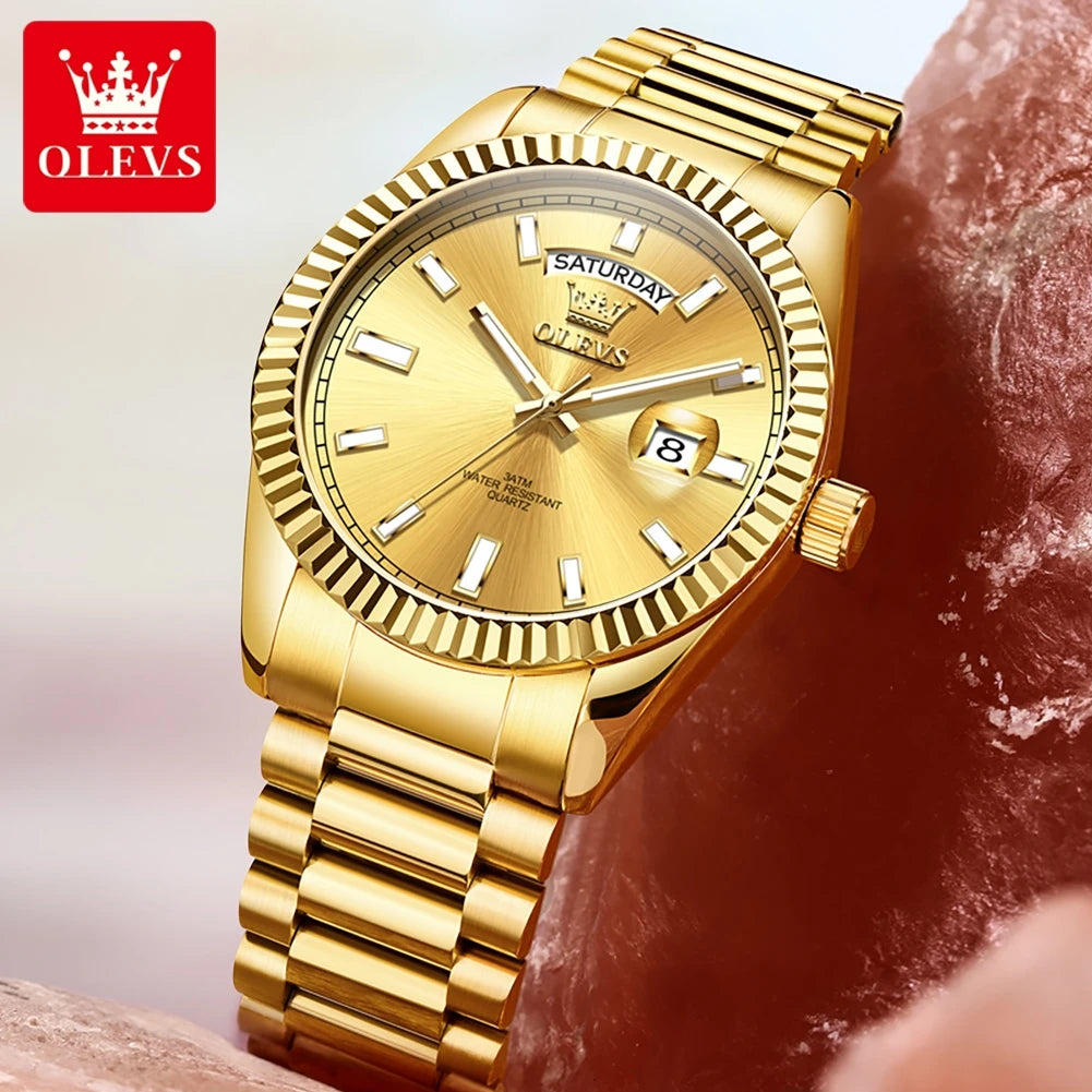 OLEVS 5650 Uhren für Herren, Original Chronograph, Datumsanzeige, Quarzuhr, Stahlarmband, wasserdicht, leuchtend, Top-Marke, Herrenuhr, Geschenke