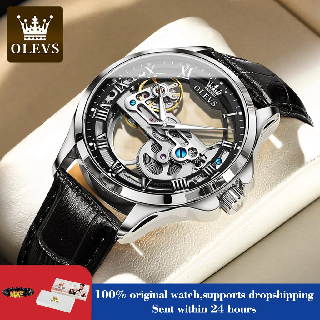 OLEVS 6661 Automatikuhr für Herren Skelett Original Mechanisches Uhrwerk Herrenarmbanduhr Wasserdicht Leuchtende Sport Herrenuhren