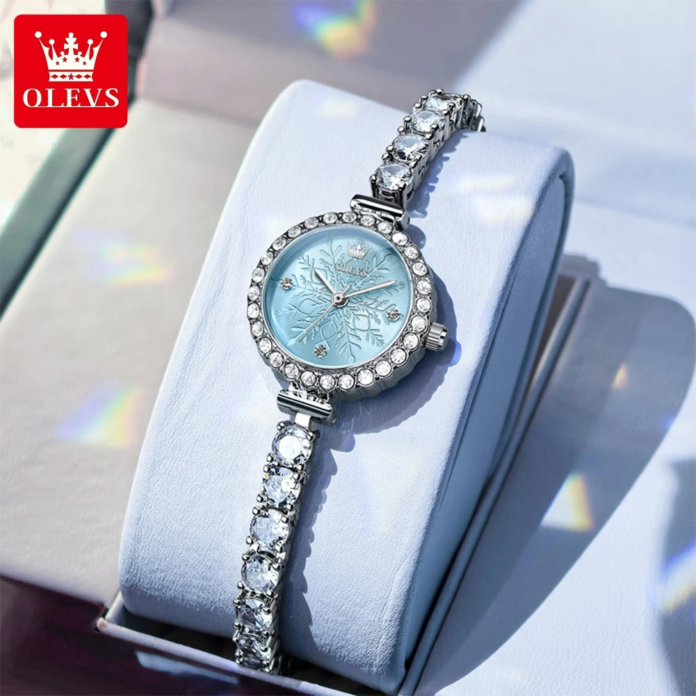 OLEVS 5889 Damen-Armbanduhr, elegant, modisch, Quarzuhr, wasserdicht, leuchtend, Kupferarmbanduhren für Damen, Geschenke, Schmuckverschluss