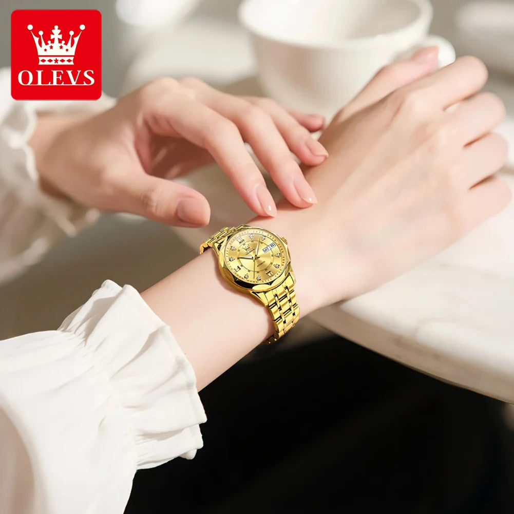 OLEVS 6727 Automatikuhr Damen Top Marke Luxus Wasserdichte Mechanische Uhr Für Frauen Doppelkalender Damen Kleideruhr