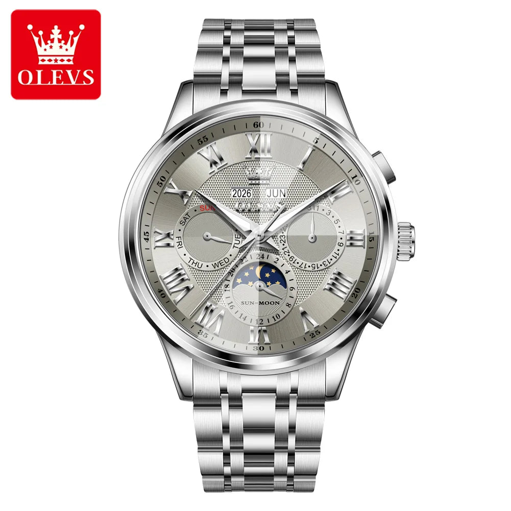 OLEVS 7113 Herrenuhr Luxus Mondphase Mechanische Uhren Für Herren Wasserdicht Automatische Datums Wochenuhr Handuhr Geschenkbox