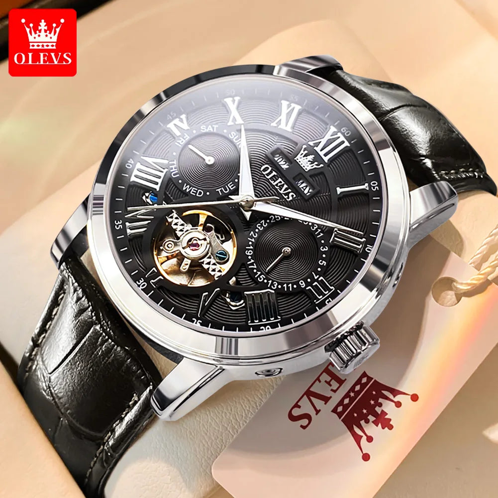 OLEVS 6668 Herren Automatikuhren Römische Skala Mechanische Uhr für Herren Top-Marke Wasserdichtes Automatikdatum Original Herren Handuhr