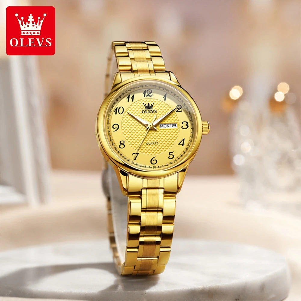 OLEVS 5667 Aufgerüstete Partneruhr Original Luxus Importiertes Uhrwerk Quarzuhren Für Damen und Herren Wasserdicht Leuchtend Reloj