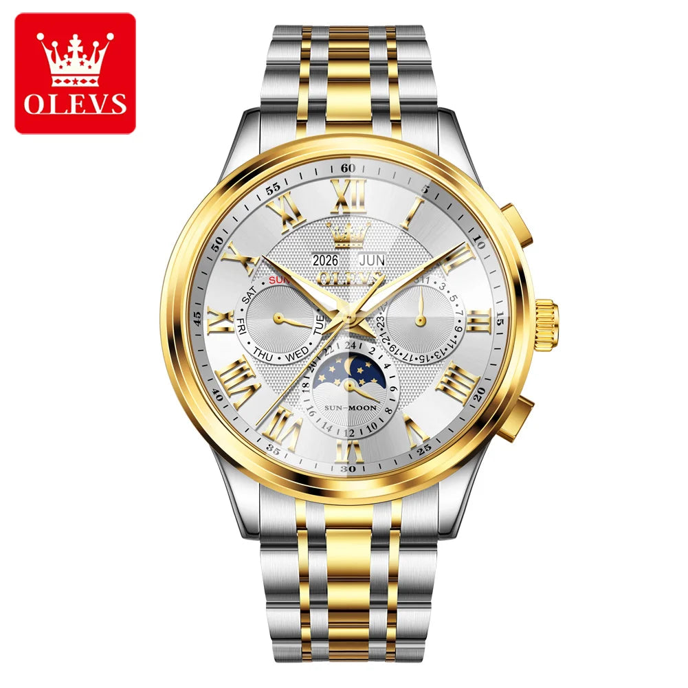 OLEVS 7113 Herrenuhr Luxus Mondphase Mechanische Uhren Für Herren Wasserdicht Automatische Datums Wochenuhr Handuhr Geschenkbox