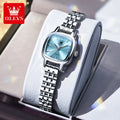 OLEVS 5675 Uhren für Damen Edelstahl Elegant Quadratisch Quarz Uhr Wasserdicht Leuchtend Damenuhren Geschenkbox Reloj