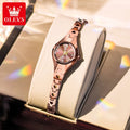 OLEVS 7082 Damenarmbanduhr Hochwertige Elegante Original Quarz-Armbanduhr Wasserdicht Leuchtend Wolframstahl-Uhren für Frauen