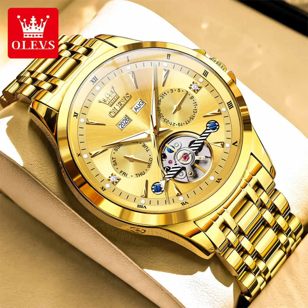 OLEVS 7091 Herrenuhr Mode Automatik Mechanische Uhren Für Männer Top Marke Original Wasserdicht Leuchtend Herren Handuhr Reloj