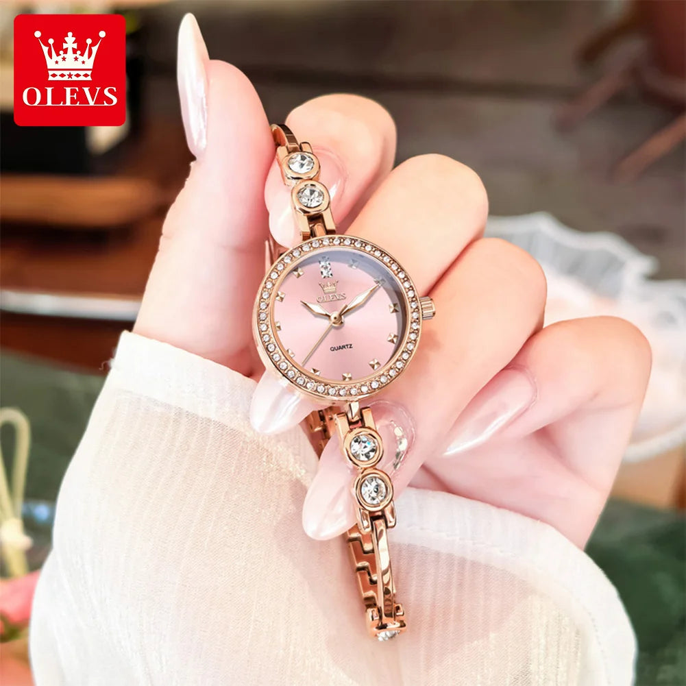 OLEVS 5670 Neue Damenarmbanduhren Wasserdichte Leuchtquarzuhr Edelstahlarmbanduhren für Damen Armbanduhr Reloj Mujer