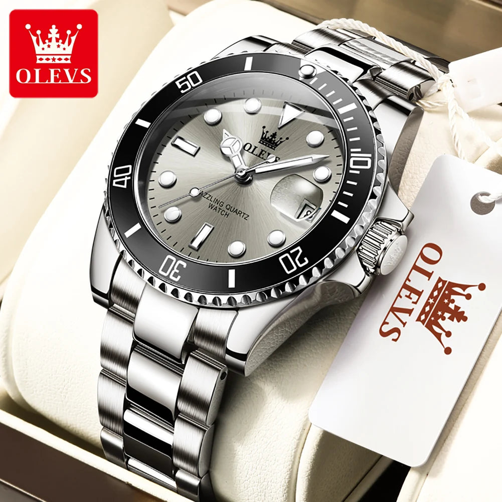 OLEVS 5885 Herrenuhr Top Marke Wasserdicht Edelstahl Kalender Mode Herren Handuhr Original Klassische Herren Armbanduhr