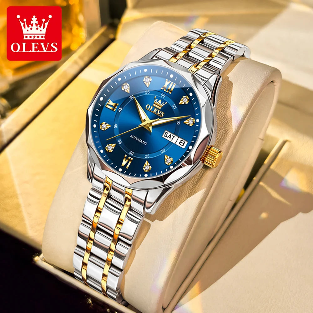 OLEVS 6727 Automatikuhr Damen Top Marke Luxus Wasserdichte Mechanische Uhr Für Frauen Doppelkalender Damen Kleideruhr