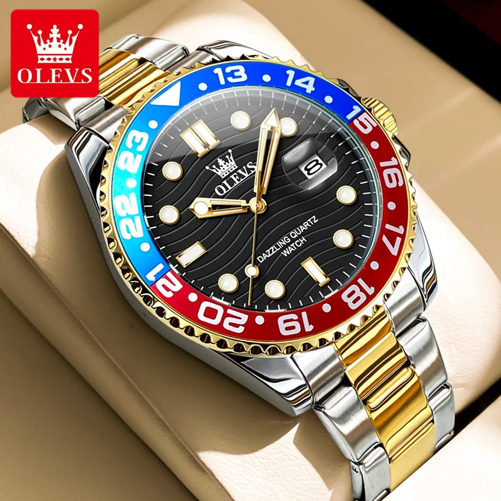 OLEVS 3610 Luxury Man Watch Steel Strap Original Calendar Quartz Watch For Men 30M Waterproof Luminous Business Men's Hand Clock