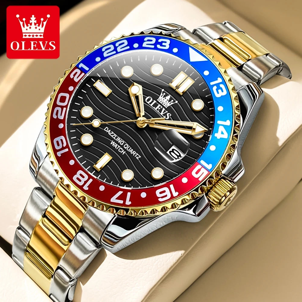 OLEVS 3610 Luxury Man Watch Steel Strap Original Calendar Quartz Watch For Men 30M Waterproof Luminous Business Men's Hand Clock