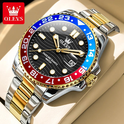 OLEVS 3610 Luxus Herrenuhr Stahlarmband Original Kalender Quarz Uhr für Herren 30M Wasserdicht Leuchtende Business Herrenarmbanduhr