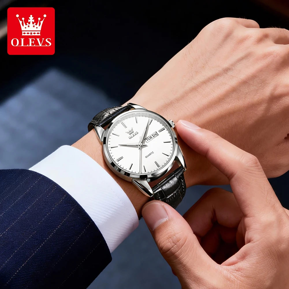 OLEVS Armbanduhr Herren Klassische Quarzuhr für Herren Wasserdichte Leuchtende Geschäftsuhr Wochenanzeige Datum Herrenuhr 6898