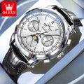 OLEVS Herrenuhr Klassische Automatische Mechanische Armbanduhr Wasserdichter Ewiger Kalender Mondphase-Uhr Für Herren Handuhr 7171