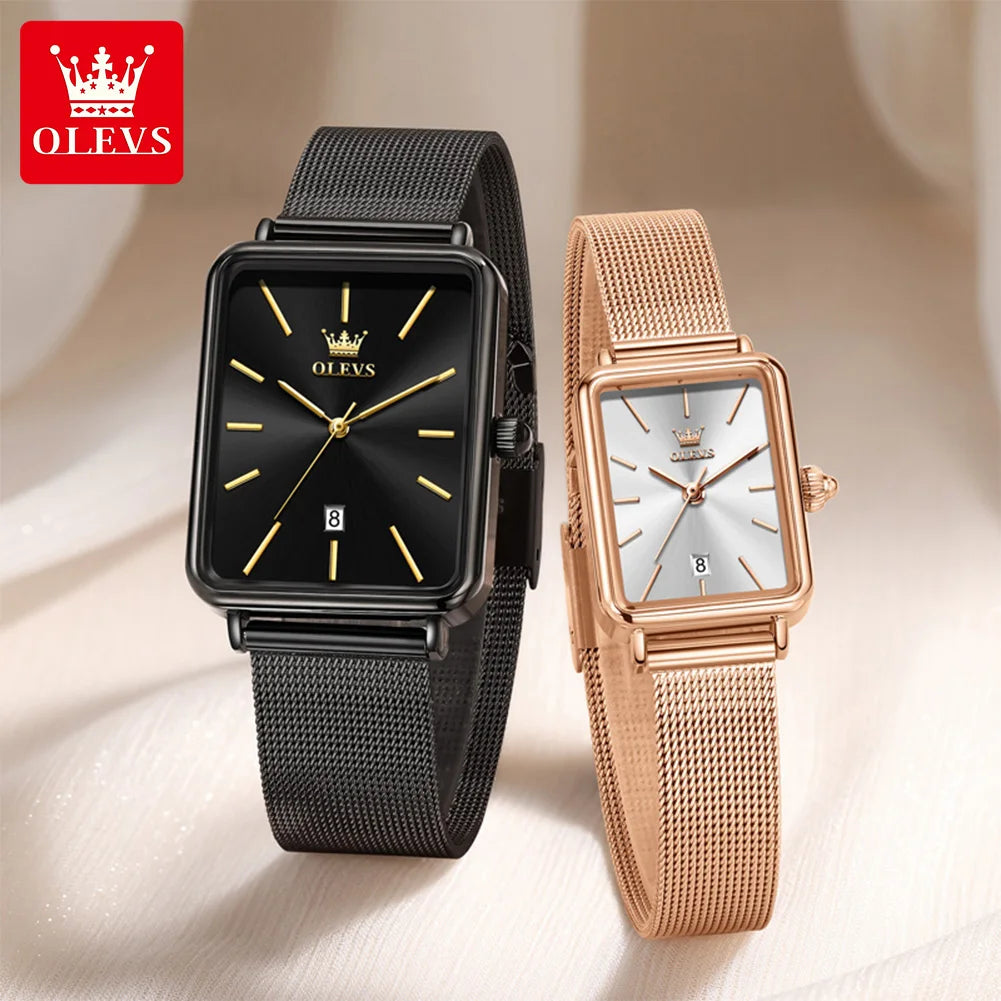OLEVS 3692 Couple Watches Thin Case Simple Quartz Watch For Men Women Original Waterproof Calendar Fashion Business Hand Clock