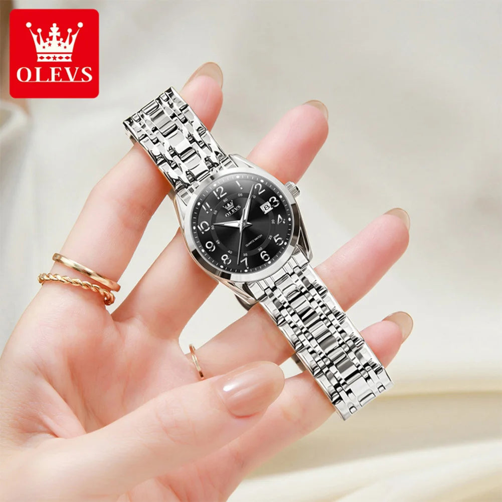 OLEVS 3666 Couple Watch Luxury Business Top Brand Waterproof Luminous Dress Hand Clock Original Number Scale Date Fashion Watch