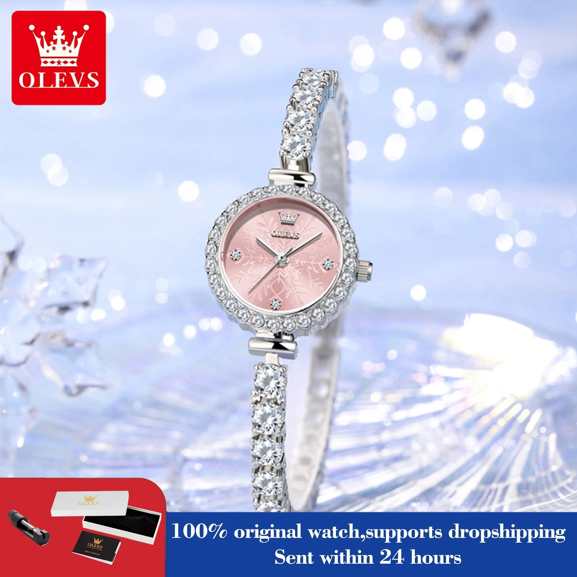 OLEVS 5889 Damen-Armbanduhr, elegant, modisch, Quarzuhr, wasserdicht, leuchtend, Kupferarmbanduhren für Damen, Geschenke, Schmuckverschluss