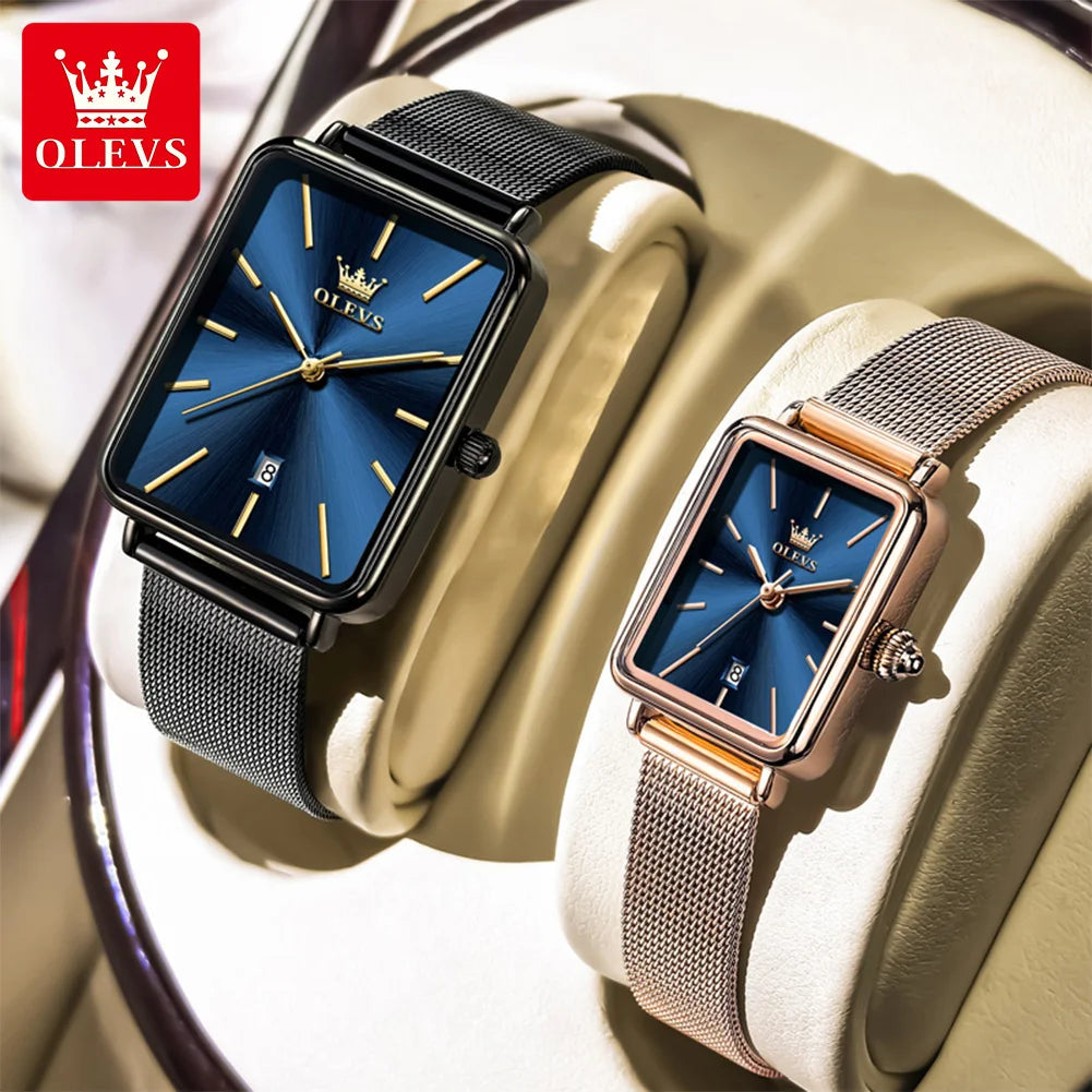 OLEVS 3692 Couple Watches Thin Case Simple Quartz Watch For Men Women Original Waterproof Calendar Fashion Business Hand Clock
