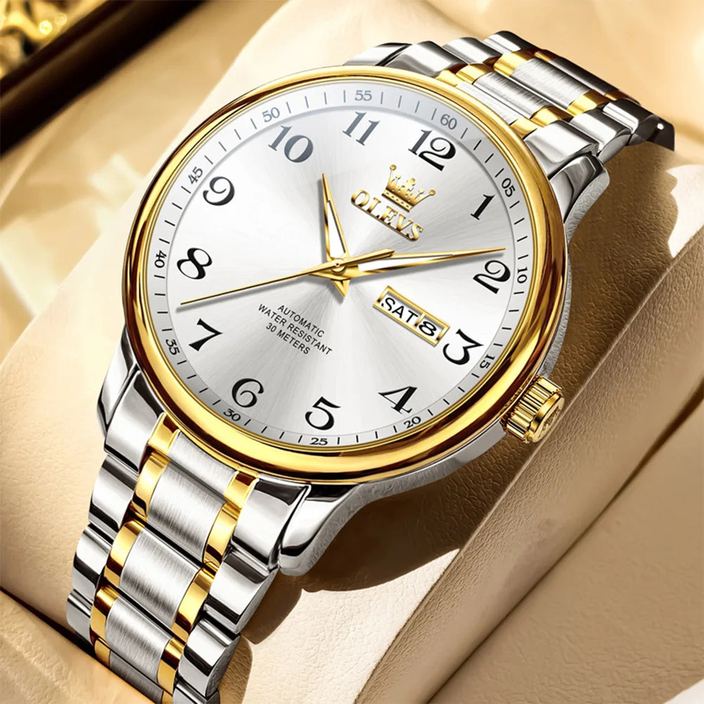 OLEVS 7072 Herrenuhr Mode Original Mechanische Uhren Für Herren Dual Kalender Wasserdicht Business Automatische Handuhr