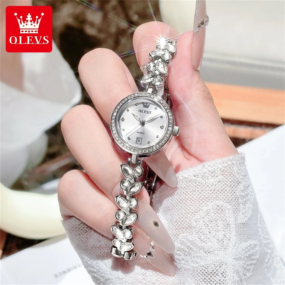 OLEVS 5679 Neue Damenuhr Elegante Modemarke Quarzuhr Wasserdichte leuchtende Uhren für Frauen Geschenke Armbandverschluss