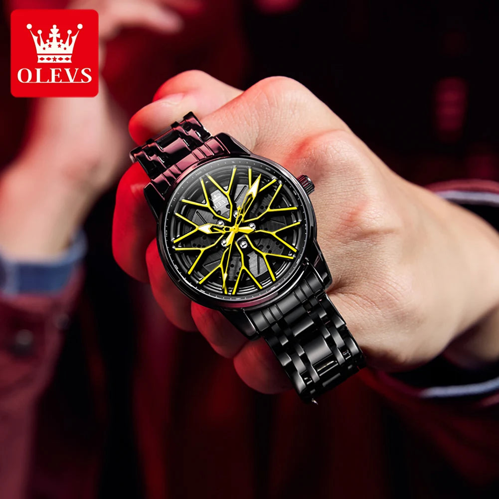 OLEVS 3701 Quarzuhr Herren Stahlarmband Hohl Mode Wasserdichte Uhr für Männer Leuchtende Top Marke Original Männliche Handuhr