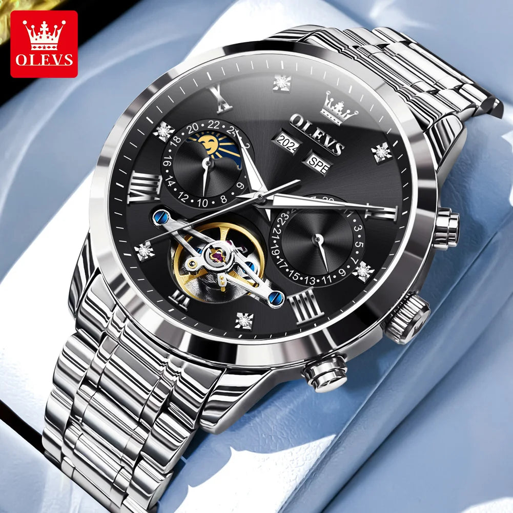 OLEVS 7029 Uhren für Herren Original Top Marke Fashion Automatische Mechanische Uhren Wasserdicht Leuchtend Mondphase Herrenuhren