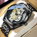 OLEVS 3725 Luxus Herrenuhren 40mm großes Zifferblatt Mode Business Skelett Quarz Uhr für Herren Wasserdicht Leuchtende Herrenuhr