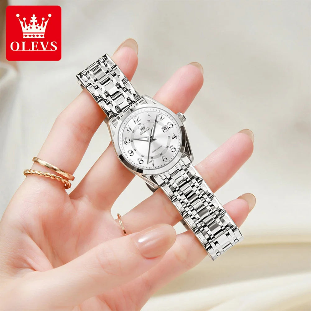 OLEVS 3666 Couple Watch Luxury Business Top Brand Waterproof Luminous Dress Hand Clock Original Number Scale Date Fashion Watch