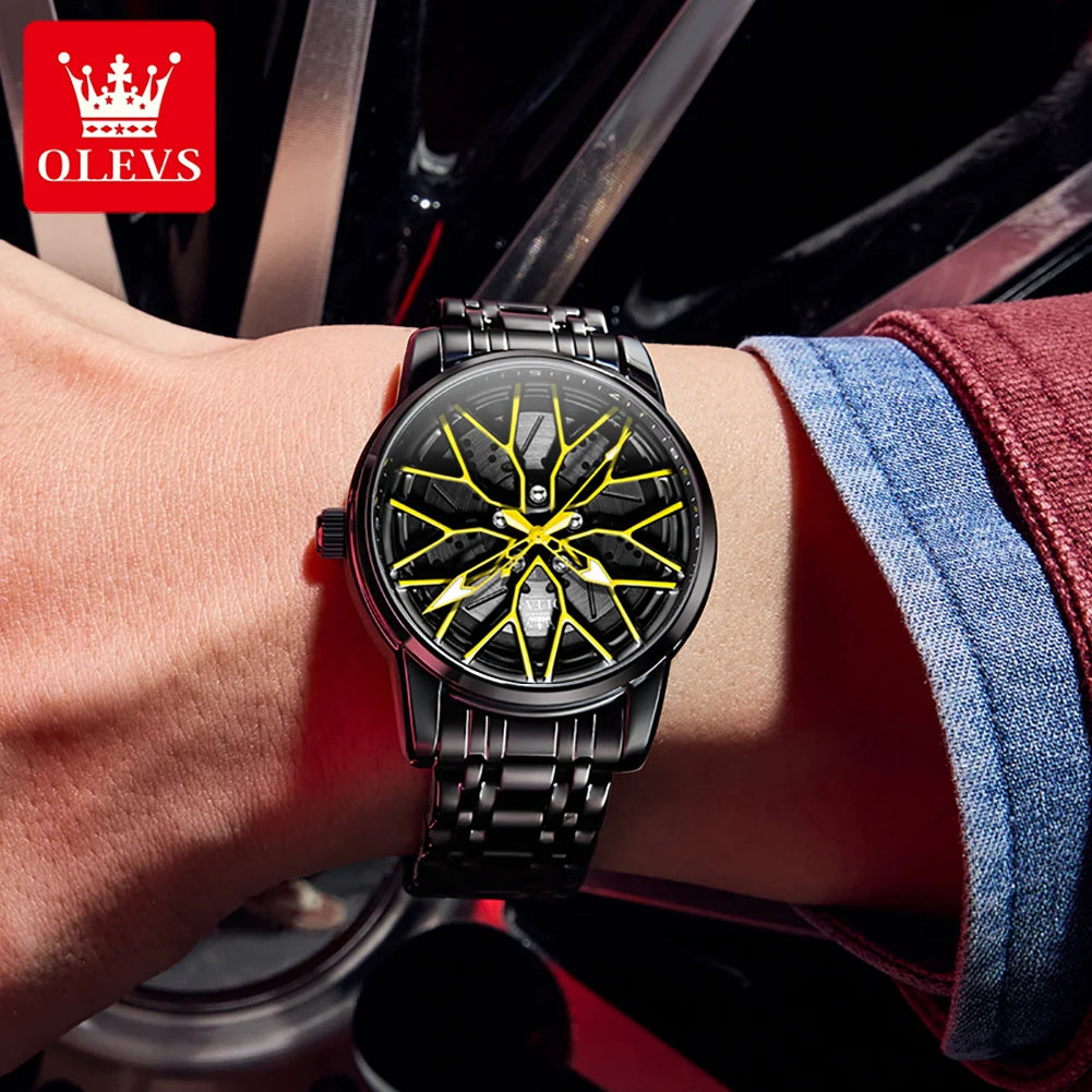 OLEVS 3701 Quarzuhr Herren Stahlarmband Hohl Mode Wasserdichte Uhr für Männer Leuchtende Top Marke Original Männliche Handuhr