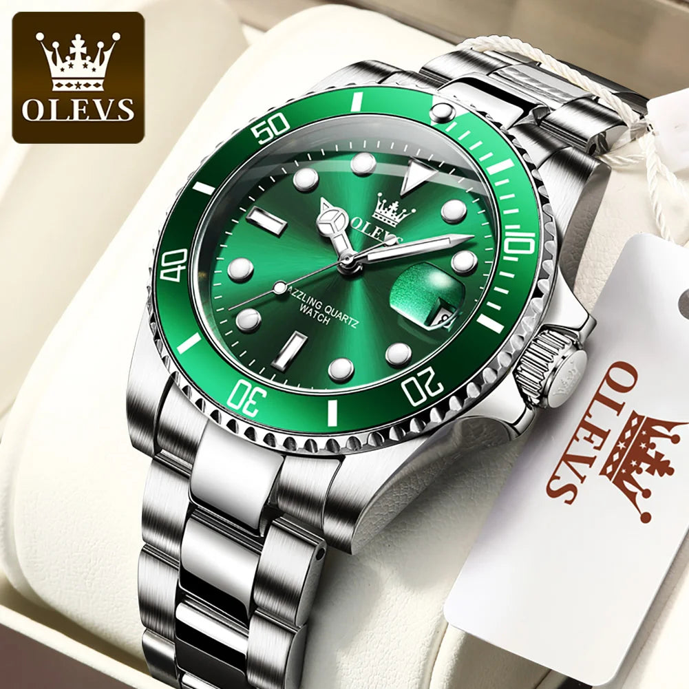 OLEVS 5885 Herrenuhr Top Marke Wasserdicht Edelstahl Kalender Mode Herren Handuhr Original Klassische Herren Armbanduhr